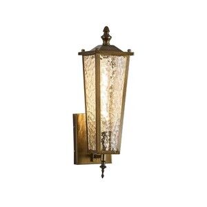 BIEOCUR Porch Light Vintage Gold Clear Outdoor Wall Sconce Waterproof  Lantern
